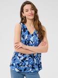 KAFFE Amber Leaves Sleeveless Top, Blue/Multi