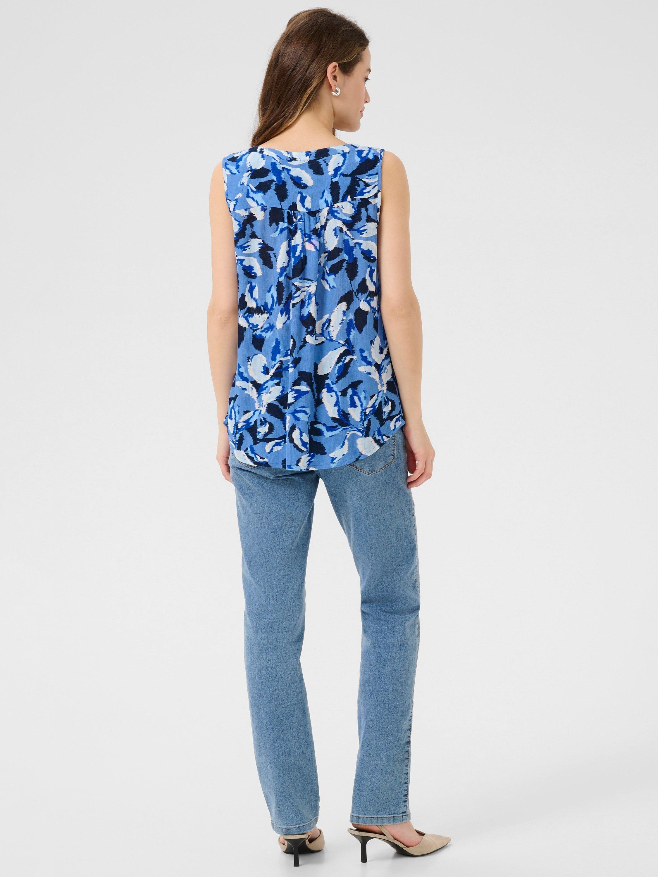 Product image 2 of 6, which shows KAFFE Amber Leaves Sleeveless Top, Blue/Multi, 8