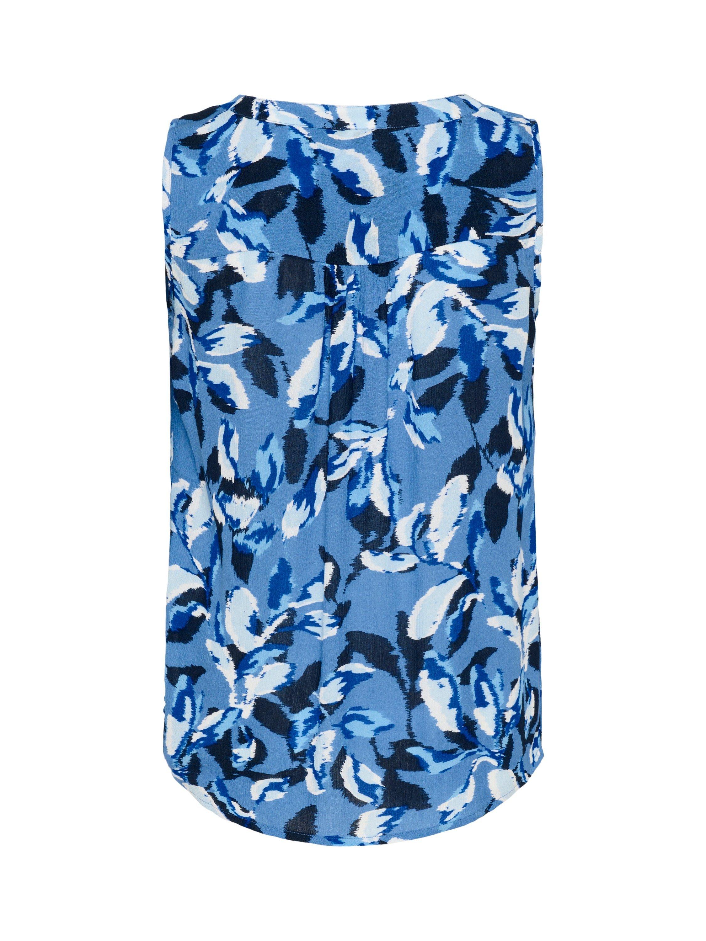 Product image 6 of 6, which shows KAFFE Amber Leaves Sleeveless Top, Blue/Multi, 8