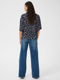 KAFFE KAbarton Half Sleeve Abstract Print Shirt - view 2, Blue/Multi