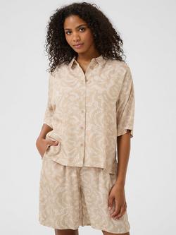 KAFFE KAbarton Half Sleeve Abstract Print Shirt, Grey/Multi