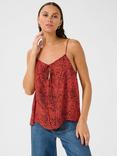 KAFFE KAliana Sleeveless Tie Front Top, Red/Multi