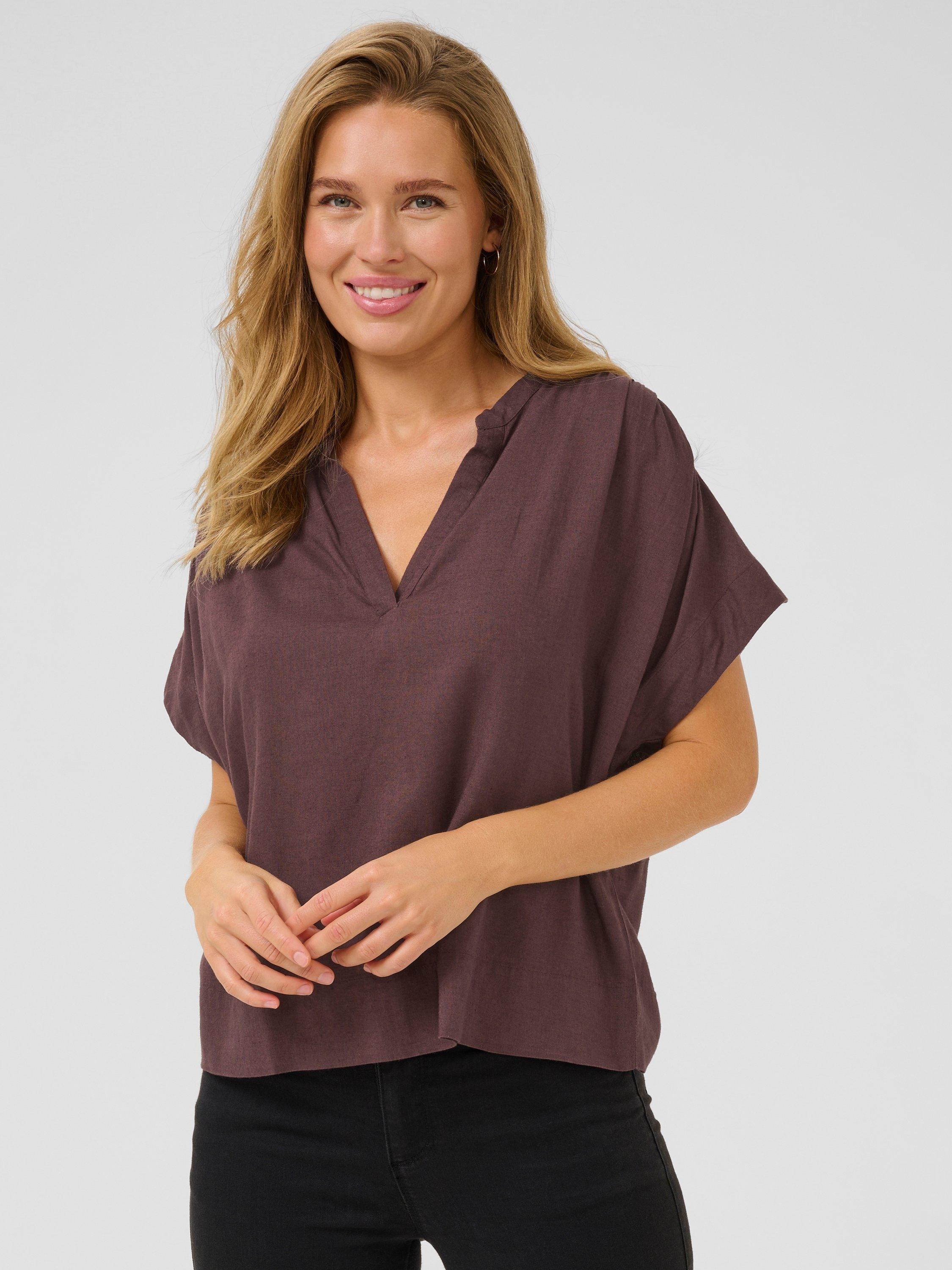 Product image 1 of 6, which shows KAFFE Milia Batwing Top, Mid Red, 8