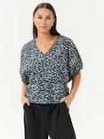 KAFFE Ruffalo Abstract Blouse, Blue/Multi