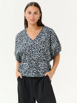 KAFFE Ruffalo Abstract Blouse, Blue/Multi, Blue/Multi