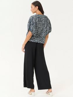 KAFFE Ruffalo Abstract Blouse, Blue/Multi - view 2, Blue/Multi