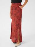 KAFFE KAliana Elasticated Leopard Print Skirt, Mid Red