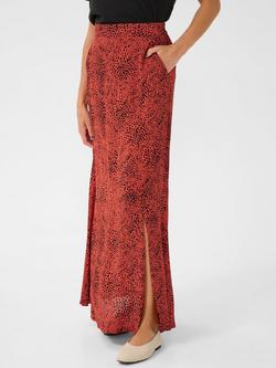 KAFFE KAliana Elasticated Leopard Print Skirt, Mid Red, Mid Red