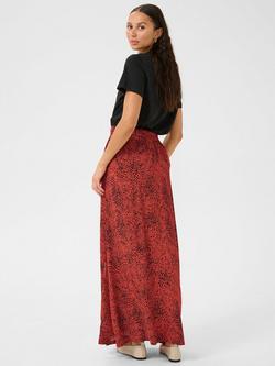 KAFFE KAliana Elasticated Leopard Print Skirt, Mid Red - view 2, Mid Red