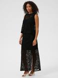 KAFFE Lora Lace Maxi Skirt, Black