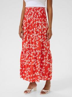 KAFFE Smock Floral Maxi Skirt, Red/Multi, Red/Multi