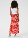 KAFFE Smock Floral Maxi Skirt, Red/Multi