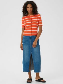 KAFFE Morita Stripe Cardigan, Red/Multi - view 2, Red/Multi