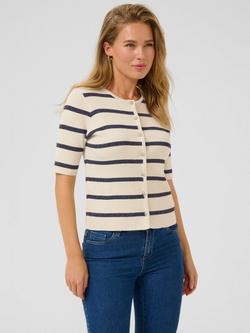 KAFFE Morita Stripe Cardigan, Cream/Multi, Cream/Multi
