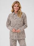 KAFFE KAlisa Cotton Twill Leopard Print Jacket, Beige/Multi