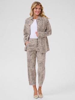 KAFFE KAlisa Cotton Twill Leopard Print Jacket, Beige/Multi - view 2, Beige/Multi