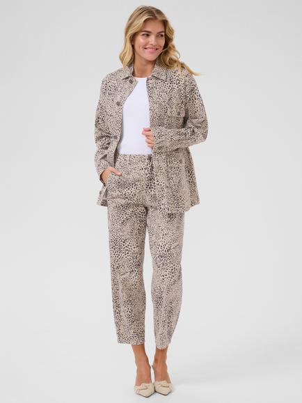 KAFFE KAlisa Cotton Twill Leopard Print Jacket, Beige/Multi - view 2, Beige/Multi