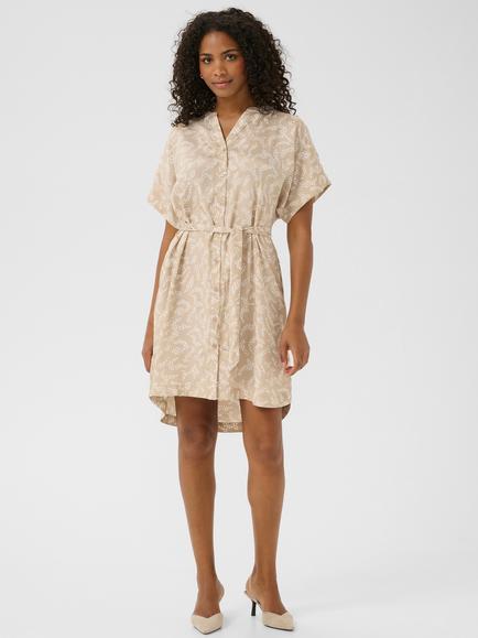 KAFFE KAbarton Short Sleeved Button Down Shirt Dress, Grey/Multi