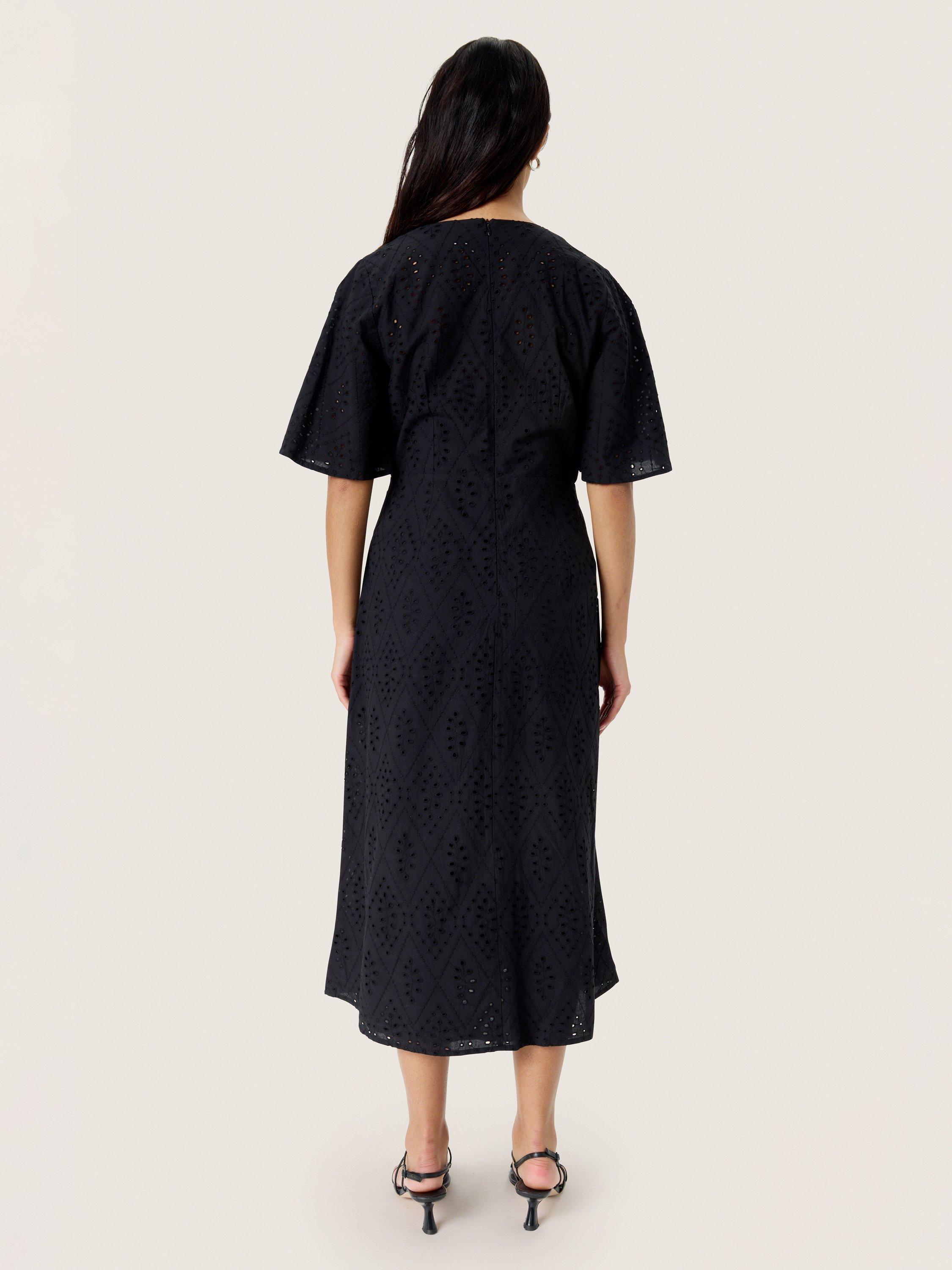 Product image 2 of 5, which shows Soaked In Luxury Joella Cotton Midi Dress, Black, XS