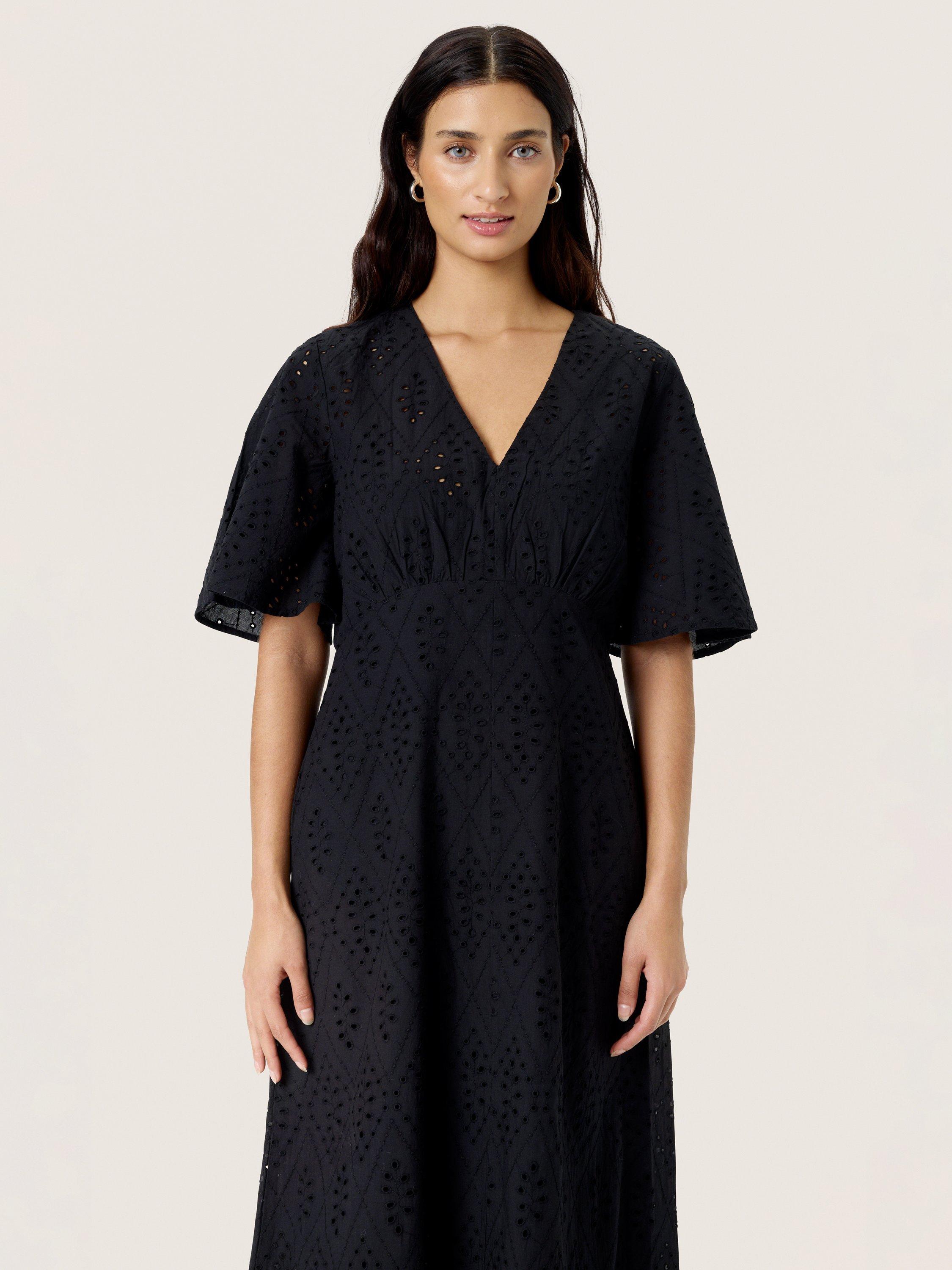 Product image 3 of 5, which shows Soaked In Luxury Joella Cotton Midi Dress, Black, XS