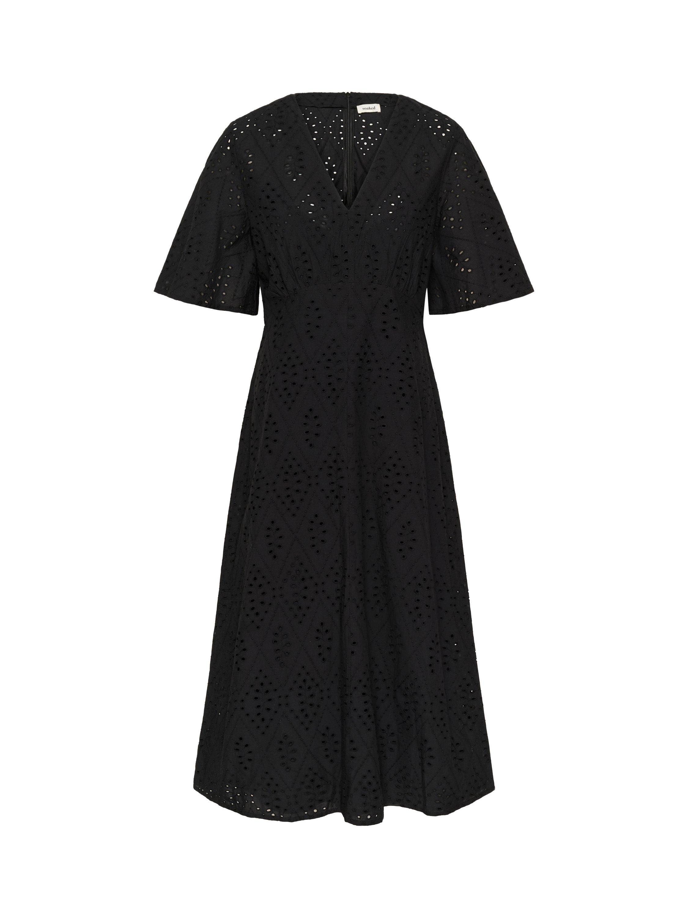 Product image 4 of 5, which shows Soaked In Luxury Joella Cotton Midi Dress, Black, XS