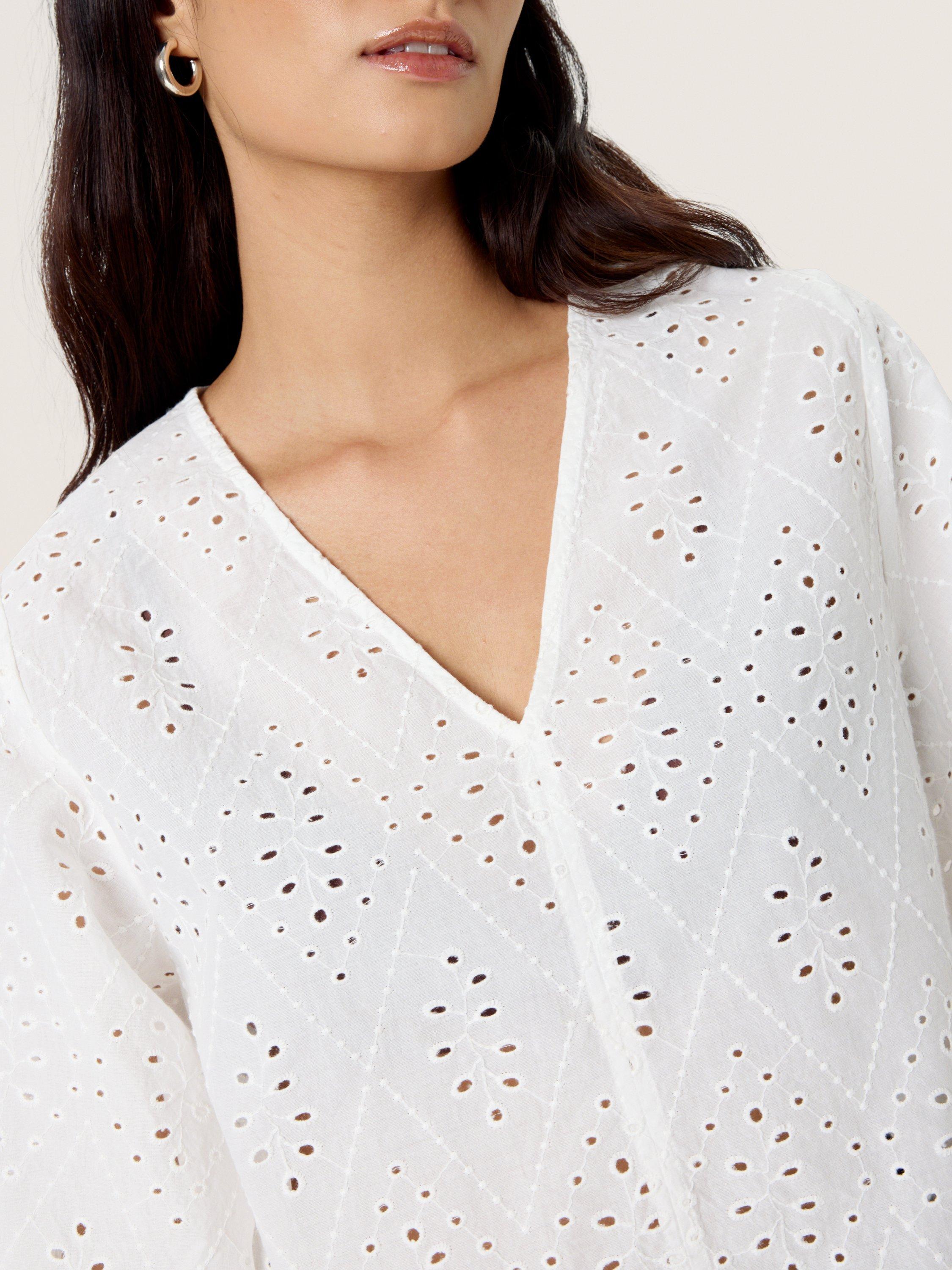 Product image 3 of 5, which shows Soaked In Luxury Joella Cotton Blouse, White, L