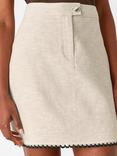 Whistles Scallop Trim Linen Rich Mini Skirt, Oatmeal