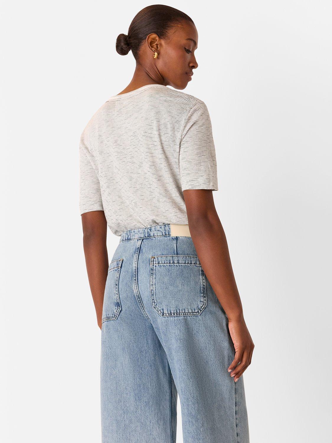 Product image 2 of 6, which shows Whistles Rosa Double Trim Stripe T-Shirt, Multi, XS