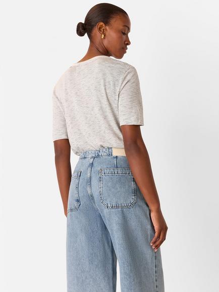 Whistles Rosa Double Trim Stripe T-Shirt, Multi - view 2, Multi
