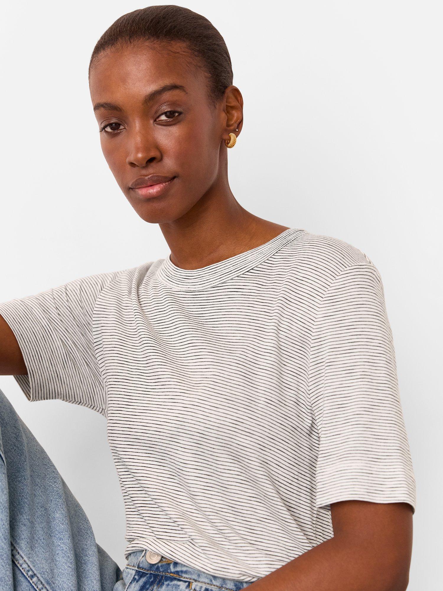 Product image 4 of 6, which shows Whistles Rosa Double Trim Stripe T-Shirt, Multi, XS