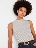 Whistles Stripe High Neck Rib Sleeveless T-Shirt
