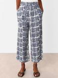 Whistles Hatch Squares Cropped Trousers, Navy/Multi