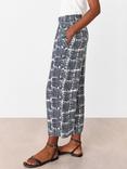 Whistles Hatch Squares Cropped Trousers, Navy/Multi