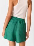 Whistles Elasticated Waist Pure Linen Shorts, Green