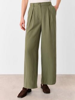 Whistles Lottie Pinstripe Wide Leg Trousers, Khaki/Multi - view 2, Khaki/Multi