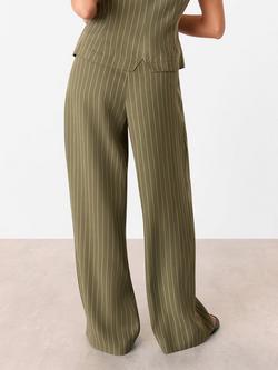 Whistles Petite Lottie Pinstripe Trousers, Khaki/Multi - view 2, Khaki/Multi
