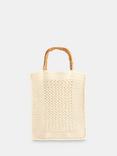 Whistles Bamboo Handle Crochet Bag, Cream
