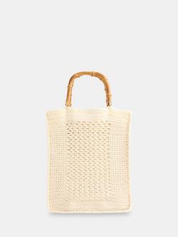 Whistles Bamboo Handle Crochet Bag, Cream, Cream