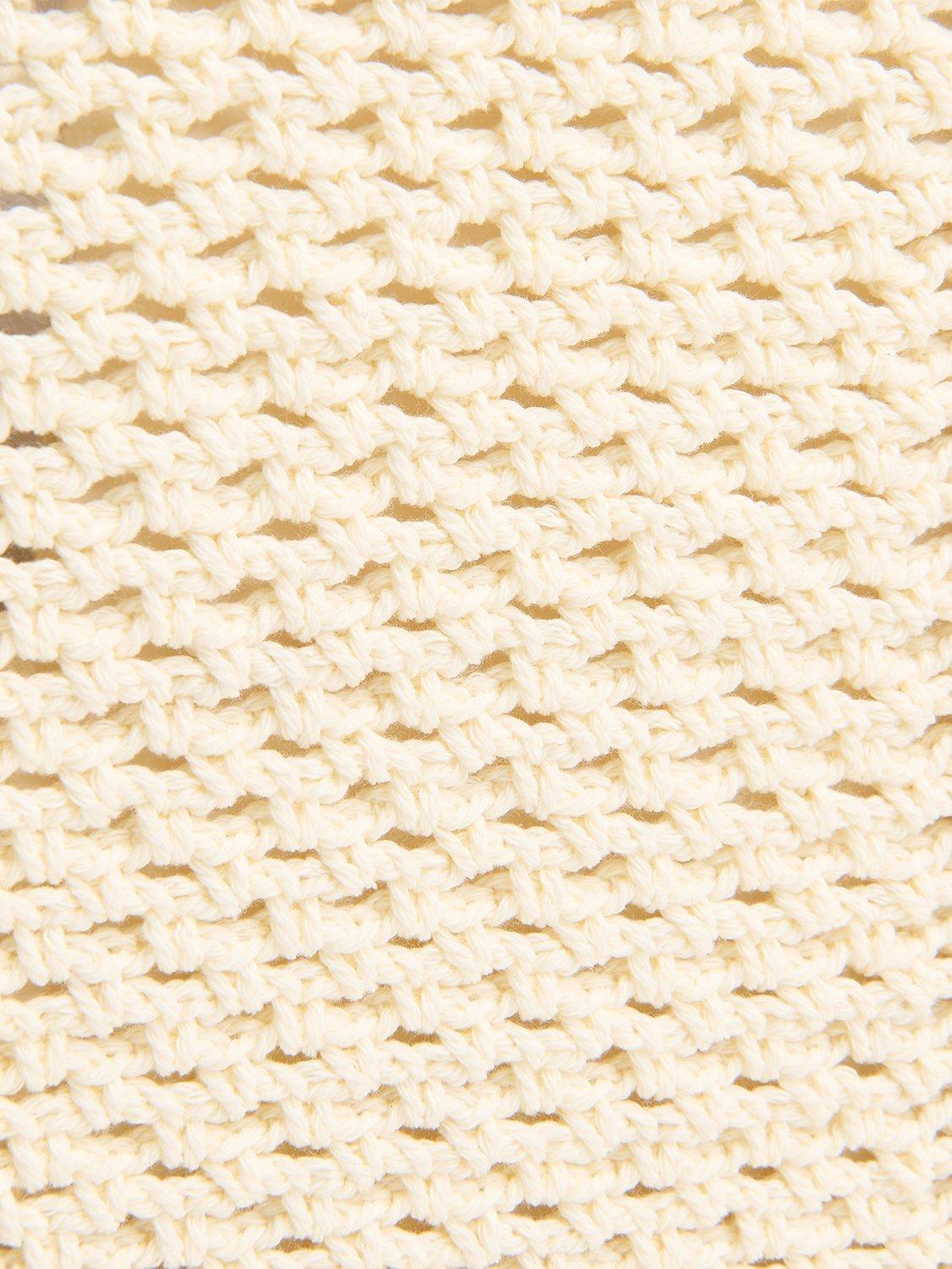 Product image 5 of 5, which shows Whistles Bamboo Handle Crochet Bag, Cream