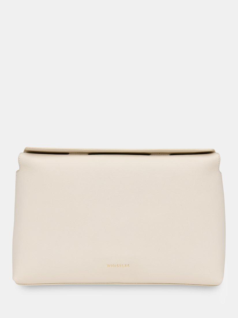 Product image 1 of 6, which shows Whistles Fia Fold Top Clutch Bag, Ivory
