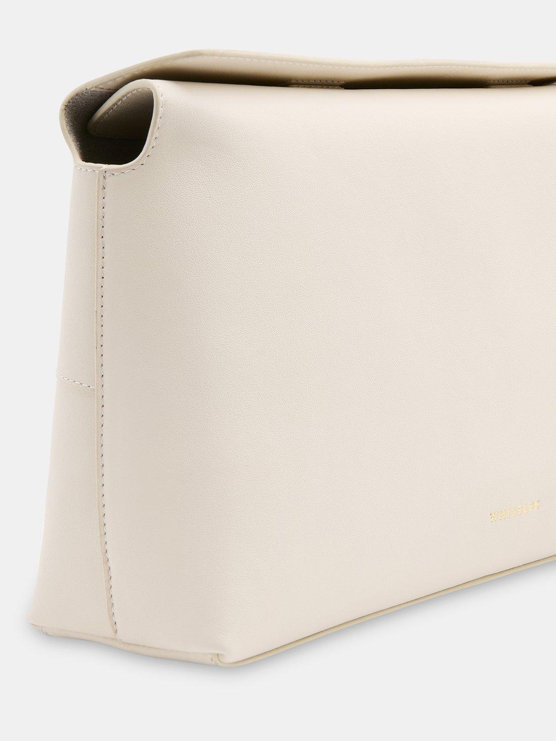 Product image 4 of 6, which shows Whistles Fia Fold Top Clutch Bag, Ivory