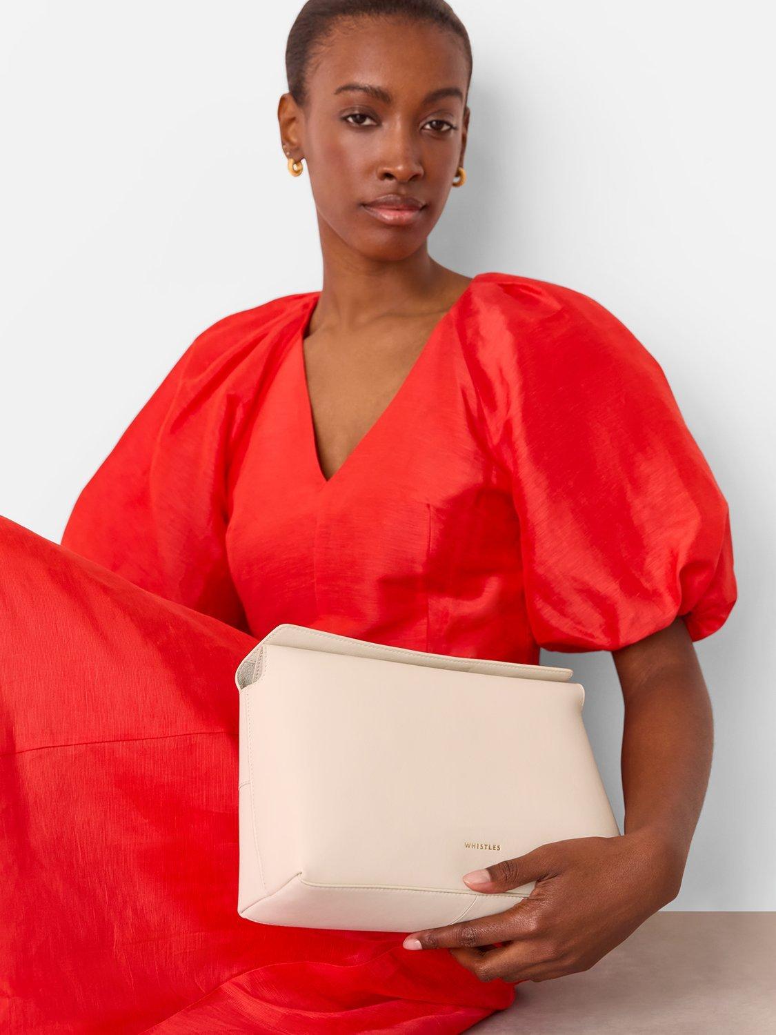 Product image 5 of 6, which shows Whistles Fia Fold Top Clutch Bag, Ivory