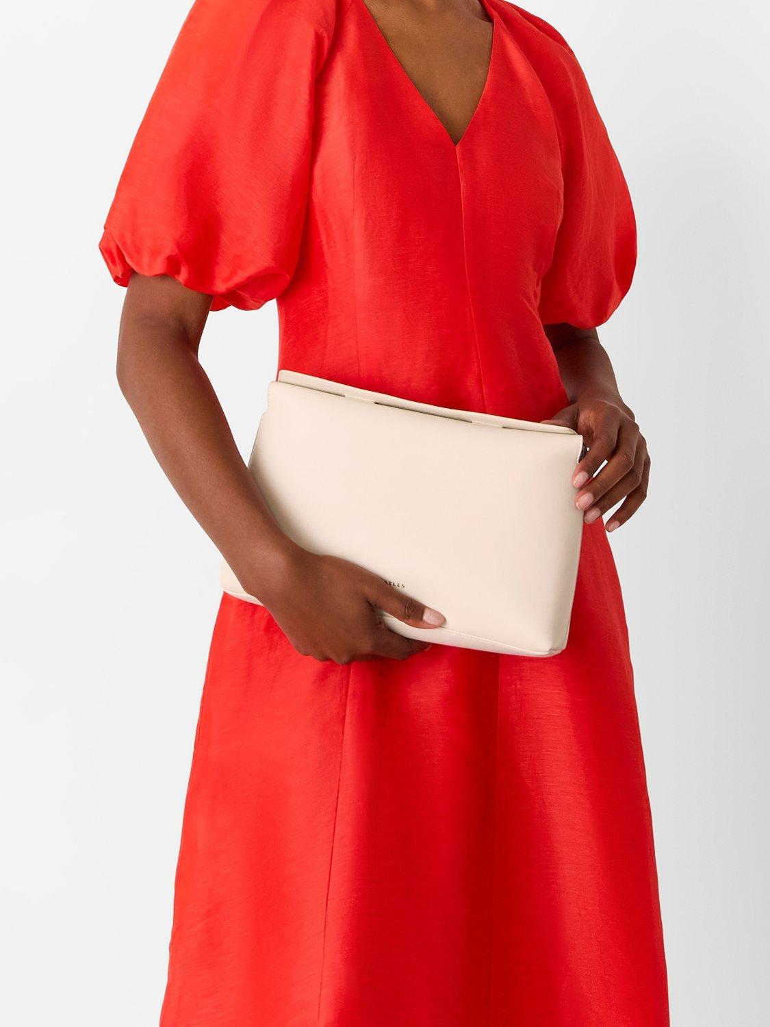 Product image 6 of 6, which shows Whistles Fia Fold Top Clutch Bag, Ivory