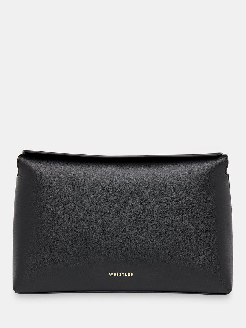 Product image 1 of 5, which shows Whistles Fia Fold Top Clutch Bag, Black