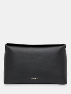 Whistles Fia Fold Top Clutch Bag, Black, Black