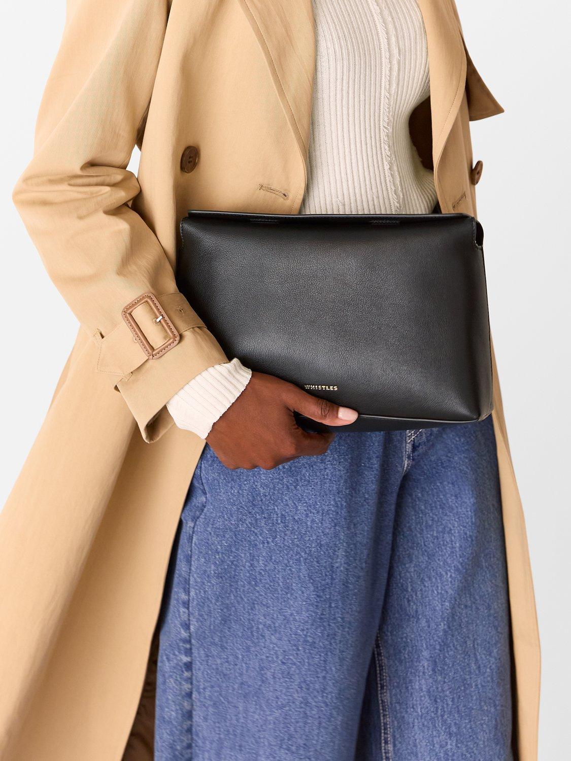 Product image 5 of 5, which shows Whistles Fia Fold Top Clutch Bag, Black