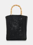 Whistles Bamboo Handle Crochet Bag, Black