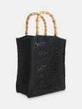 Whistles Bamboo Handle Crochet Bag, Black