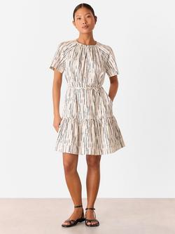 Whistles Petite Abstract Stripe Print Dress, Ivory/Multi, Ivory/Multi