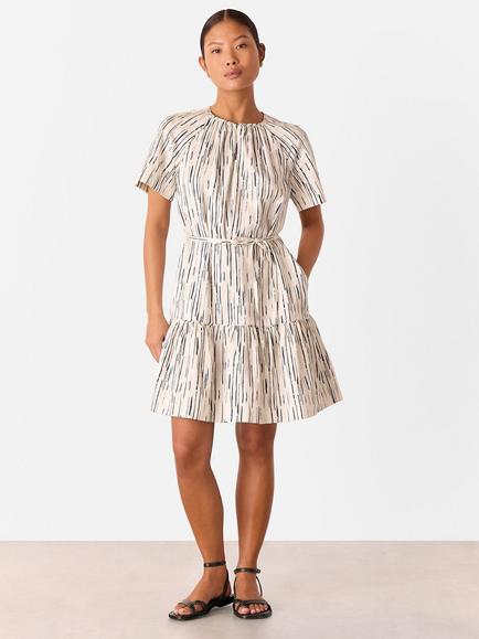 Whistles Petite Abstract Stripe Print Dress, Ivory/Multi, Ivory/Multi